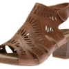 Sunny 02 Nut Brown Perforated Cutout Leather Heel Sandal