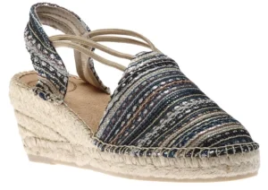 Tania Taupe Navy Espadrille Wedge Sandal