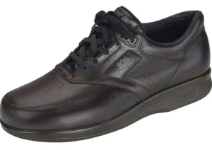 Time Out Black Leather Walking Shoe