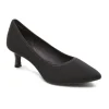 Total Motion Kaiya Black Elastic Kitten Heel Pointed Toe Dress Pump