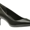 Total Motion Kalila Black Leather Kitten Heel Pointy Toe Dress Pump