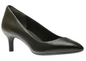 Total Motion Kalila Black Leather Kitten Heel Pointy Toe Dress Pump