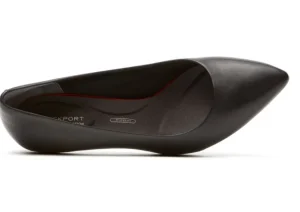 Total Motion Kalila Black Leather Kitten Heel Pointy Toe Dress Pump