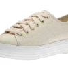 Triple Kick Beige Lace-Up Platform Tennis Sneaker