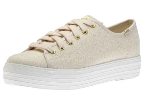 Triple Kick Beige Lace-Up Platform Tennis Sneaker