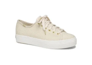 Triple Kick Beige Lace-Up Platform Tennis Sneaker