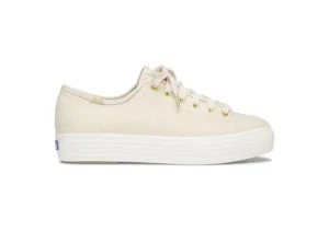 Triple Kick Beige Lace-Up Platform Tennis Sneaker