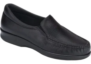 Twin Black Leather Slip-On Loafer
