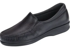 Twin Black Leather Slip-On Loafer