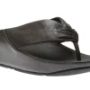 Twiss Black Leather Thong Sandal