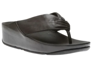 Twiss Black Leather Thong Sandal