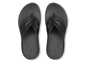 Twiss Black Leather Thong Sandal