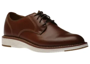 Upton Tan Brown Leather Plain Toe Derby Dress Shoe