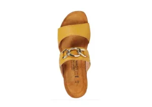Victoria Marigold Yellow Leather Embellished Slide Sandal