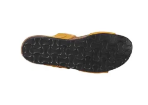 Victoria Marigold Yellow Leather Embellished Slide Sandal