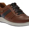 Vito Chesnut Brown Navy Leather Lace-Up Sneaker