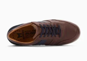Vito Chesnut Brown Navy Leather Lace-Up Sneaker