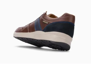 Vito Chesnut Brown Navy Leather Lace-Up Sneaker