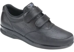 Vto Black Leather Velcro Walking Shoe
