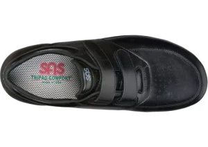 Vto Black Leather Velcro Walking Shoe