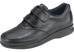 Vto Black Leather Velcro Walking Shoe