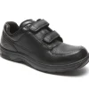 Winslow Black Leather Two-Strap Hook & Loop Oxford Shoe