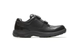 Winslow Black Leather Two-Strap Hook & Loop Oxford Shoe