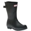 Women's Black Short Back Adjustable Rain Boots