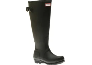 Women's Black Tall Back Adjustable Rain Boots