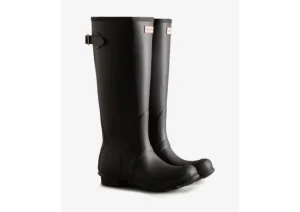 Women's Black Tall Back Adjustable Rain Boots
