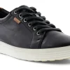 Women's Soft 7 Black Leather Lace-Up Sneaker