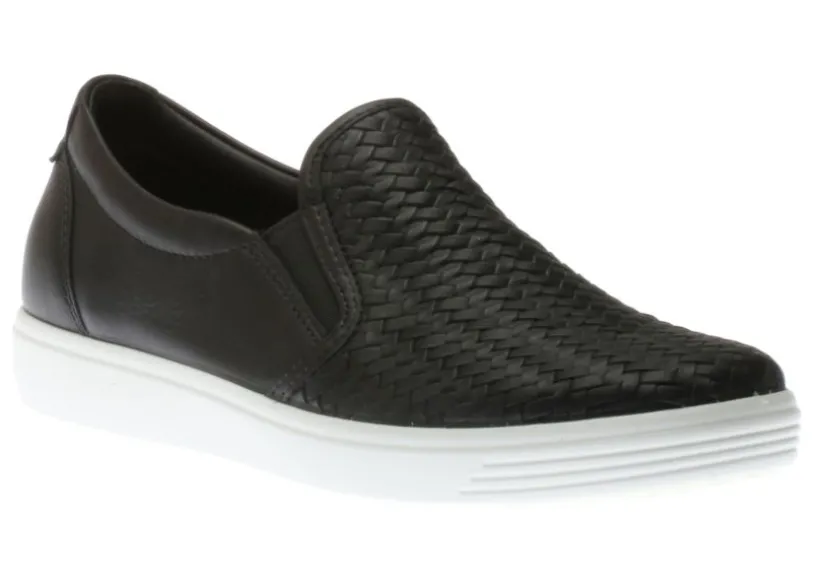 womens_soft__woven_black__0.webp Women's Soft 7 Woven Black Leather Slip-On Sneaker