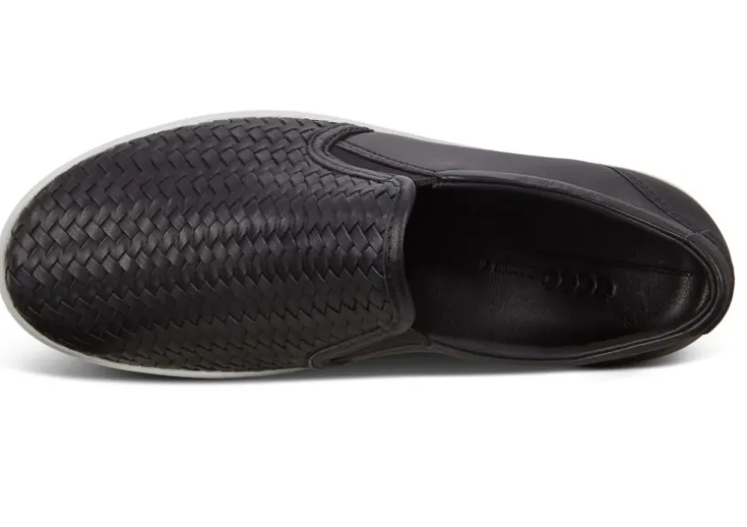 womens_soft__woven_black__2.webp Women's Soft 7 Woven Black Leather Slip-On Sneaker