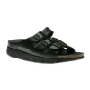 Zach Unisex Black Leather Slide Sandal