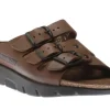 Zach Unisex Brown Scratch Leather Slide Sandal