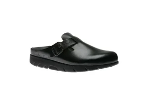 Zaverio Unisex Black Leather Clog