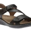 Zenith Black Leather Adjustable Z-Strap Walking Sandal