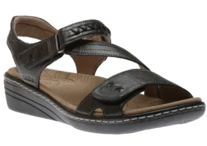 Zenith Black Leather Adjustable Z-Strap Walking Sandal